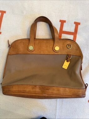 Vintage Dooney & Bourke Cabriolet Canvas & Leather Domed Satchel Bag